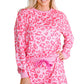 Pink Leopard Long Sleeve Satin Tie Shorts Two Piece Set