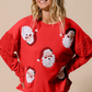 Fiery Red Sequined Santa Claus Long Sleeve Christmas Sweatshirt