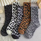 Chestnut Leopard Print Ribbed Crew Socks