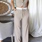 2 Piece Stripped V Neck Crop Sleeveless Button Front Vest Casual Wide Leg Pants with Pockets Outfit Set