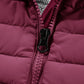 Burgundy Plush Collared Quilted Zipped Puffer Vest