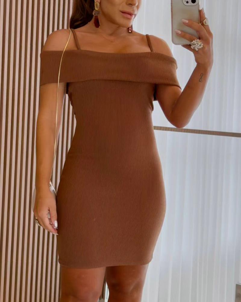 Cold Shoulder Fold over Bodycon Dress