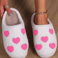 Pink Valentines Day Hearts Print Plush House Slippers