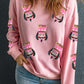 Pink Sequin Nutcracker Graphic Drop Shoulder Christmas Sweatshirt