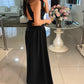 Halter Sleeveless Tied Detail Shirred Criss Cross Flared Dress Glamorous Evening Dress