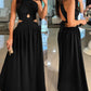 Halter Sleeveless Tied Detail Shirred Criss Cross Flared Dress Glamorous Evening Dress