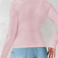 U Neck Built in Bra Long Sleeve Ribbed Top