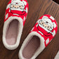 Fiery Red Checkered Santa Claus Graphic Plush Home Slippers