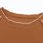 Brown Textured Round Neck Long Sleeve Top