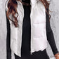 PU Leather Zip Up Pocket Design Hooded Vest Puffer Coat