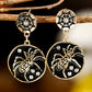 Black Halloween Spider Web Rhinestone Drop Earrings