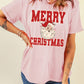 Pink MERRY CHRISTMAS Santa Claus Printed T Shirt