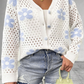 White Flower Knit Hollow Out Open Short Cardigan