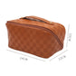 Thai Curry PU Leather Checkered Large Makeup Bag with Handle