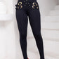 Criss Cross Buckled Decor High Waist Skinny Pants