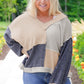 Ashleigh Blue Plus Size Textured Colorblock Patchwork V Neck Top