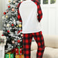 White Christmas Plaid Reindeer Graphic Long Sleeve Lounge Set