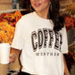 White COFFEE WEATHER Round Neck Graphic T Shirt