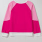 Strawberry Pink Striped Patchwork Crew Neck Raglan Sleeve Top