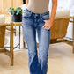 Sky Blue Slight Distressed Medium Wash Flare Jeans