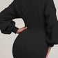 O neck Lantern Sleeve Mini Bodycon Sweatshirt Dress