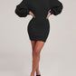 O neck Lantern Sleeve Mini Bodycon Sweatshirt Dress