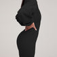 O neck Lantern Sleeve Mini Bodycon Sweatshirt Dress