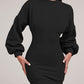 O neck Lantern Sleeve Mini Bodycon Sweatshirt Dress