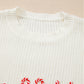 White Striped Merry Bright Letter Christmas Sweater