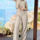 Fake Two Piece Buttoned Top & Tied Detail Pocket Design Pants Set