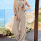 Fake Two Piece Buttoned Top & Tied Detail Pocket Design Pants Set