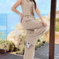 Fake Two Piece Buttoned Top & Tied Detail Pocket Design Pants Set