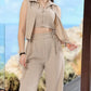 Fake Two Piece Buttoned Top & Tied Detail Pocket Design Pants Set