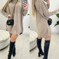 High Neck Batwing Sleeve Sweater Dress Knitted Casual Dress