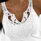 Contrast Lace V Neck Sleeveless Knit Top Casual Slim Fit Tank