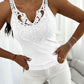 Contrast Lace V Neck Sleeveless Knit Top Casual Slim Fit Tank