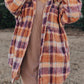 Multicolour Plus Size Plaid Print Collared Button up Jacket