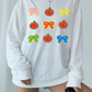 White Chenille Bowknot Pumpkin Graphic Thanksgiving Sweatshirt