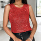 Allover Sequin Round Neck Tank Top