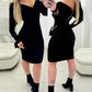 Off Shoulder Slim Fit Knit Long Sleeve Sweater Dress