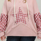 Delicacy Star Patch Graphic Floral Color Block Drawstring Plus Size Hoodie