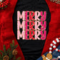 Black Heat Transfer Printing MERRY Letter Christmas Graphic Tee