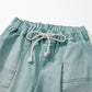 Smoke Green Mineral Wash Drawstring High Waist Wide Leg Jeans