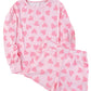 Pink Valentine Heart Shape Print Long Sleeve Top Shorts Lounge Set