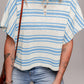 Sky Blue Stripe Boxy Fit Wide Sleeve Sweater T Shirt