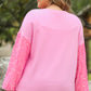 Pink Plus Size Sequin Sleeve Drop Shoulder Sweatshirt