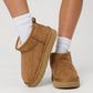 Chestnut Faux Fur Lined Suede Ankle Snow Boots