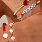 Fiery Red XOXO Heart Beaded 4pcs Layered Bracelet