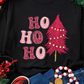 Black HO HO HO Christmas Tree Graphic Pullover Sweatshirt