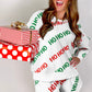 White Christmas HOHOHO Print Drop Shoulder Pullover and Casual Shorts Set